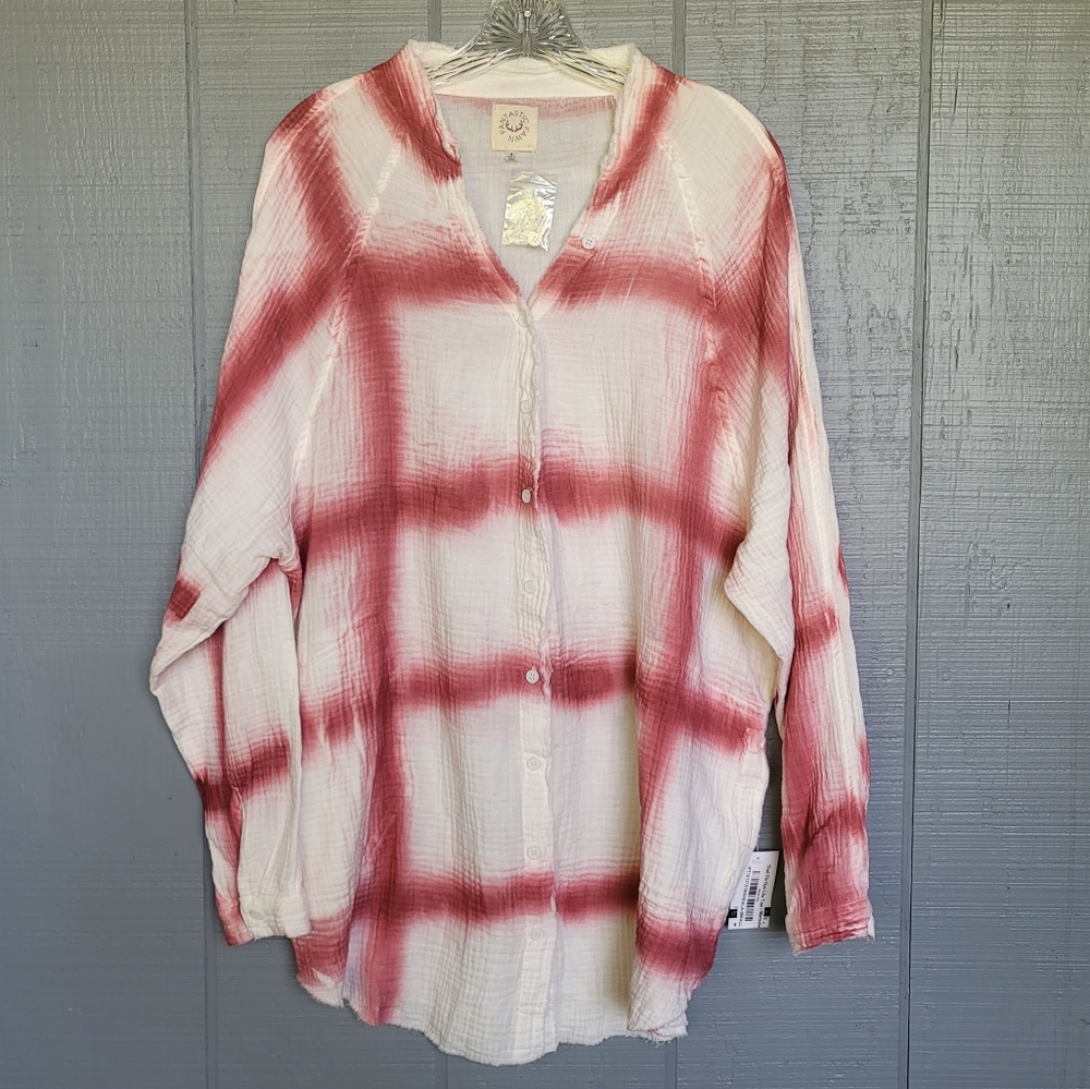 Fantastic Fawn 100% Cotton Tie Dye Life Button Down Oversized Top. Size S